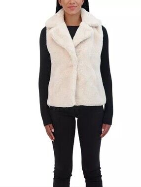 Macy's Cream Faux Fur Notch-Collar Vest